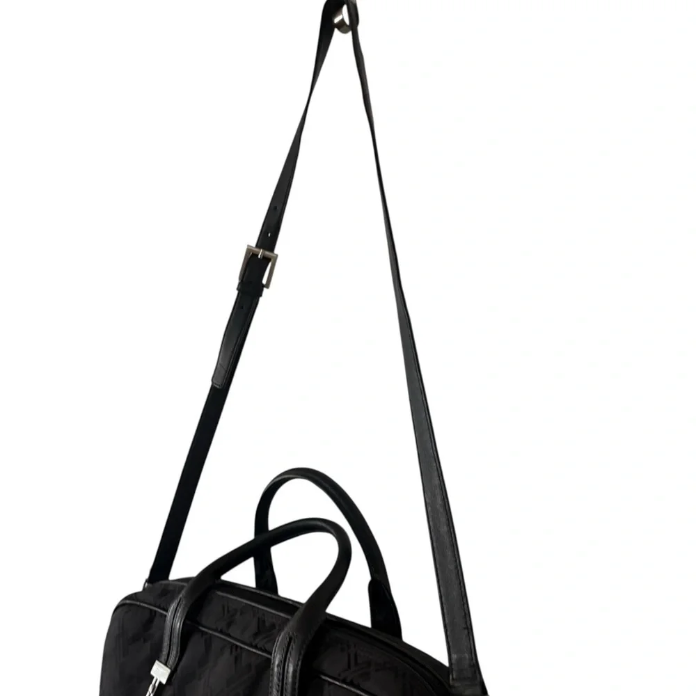 Tumi Black Briefcase with Leather Trim and Silver Hardware